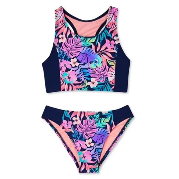 George Girls' Floral Swim Set - Pink and Navy, Size M (7-8) - Picture 1 of 8